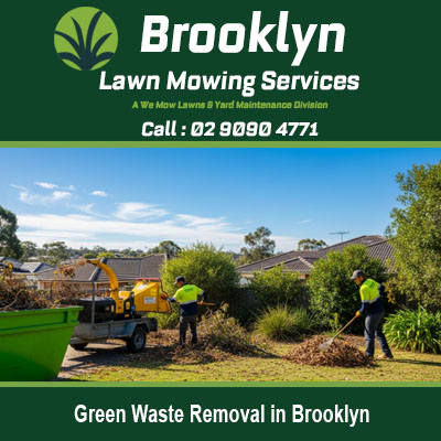 Green waste removal in Brooklyn NSW with team using wood chipper for garden waste disposal and mulching