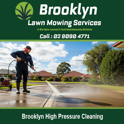 Brooklyn high pressure cleaning NSW with professional using water blaster on residential driveway and paths